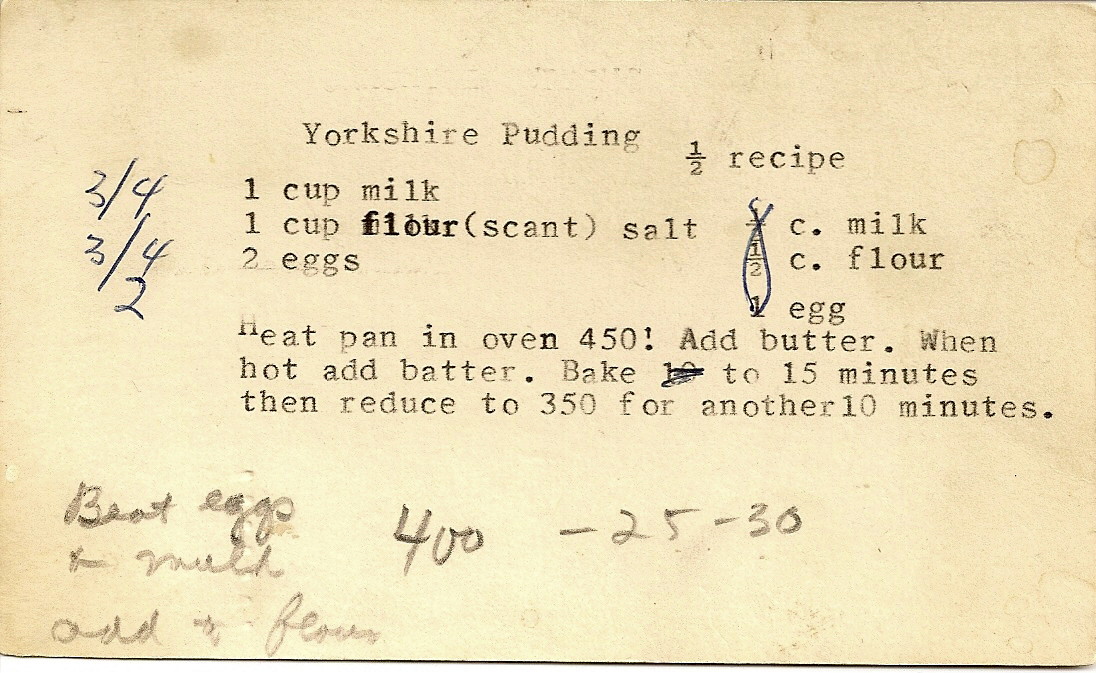 Recipes for yorkshire pudding